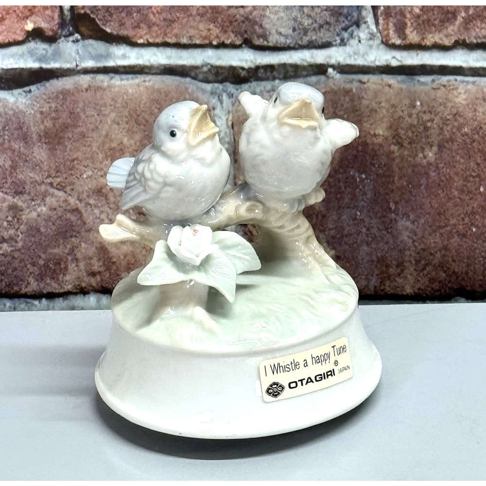 Vtg Otagiri Ceramic Music Box‎ "I Whistle a Happy Tune" Pair of Birds - Tested!